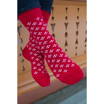 Dámské ponožky Folklorní ponožky Valašský vzor I - červená Velikost: EU 43-46