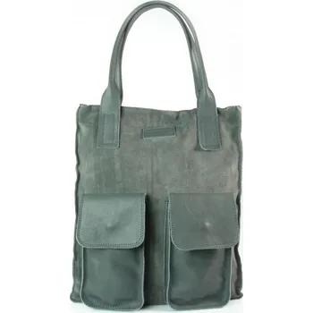 Kabelka Kožená shopper bag kabelka Vera Pelle 04Xb šedá