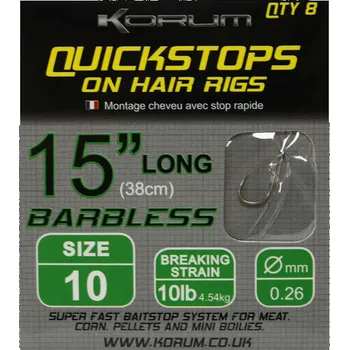 Hotové Návazce Korum Quickstops On Hair Rigs Barbless 38cm Velikost 12