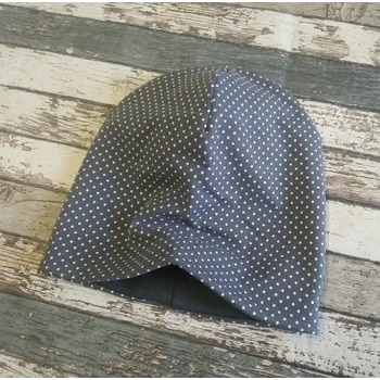 Kojenecká čepice Yháček Šmoulí čepička Yháček, oboustranná, puntíky drobné na šedé Velikost:: S