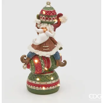 Vánoční dekorace EDG Vánoční LED dekorace se Santou výška 26 cm - zeleno-červená