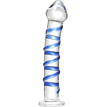 Dildo LOLO skleněné dildo zdobené modrou spirálou
