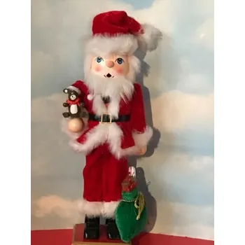 Vánoční ozdoba Dřevěný louskáček Santa 37cm