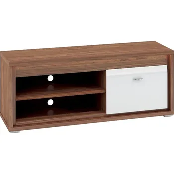 Televizní stolek DAFNE 10 tv stolek, ořech/bílá lesk/lišta ořech