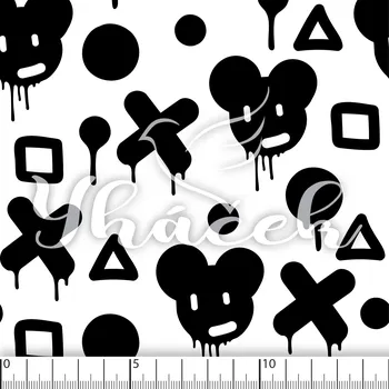 Zakázkový tisk, softshell, kočárkovina... Graffiti mickey na bílé Látky k tisku: Microfirba