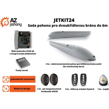 Pohon brány JetKit24 - sada pohonu pro dvoukřídlou bránu do 6 m