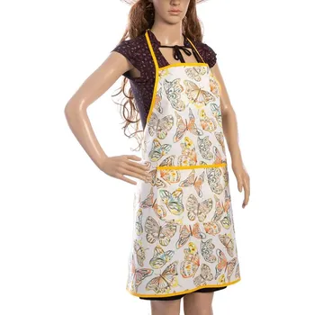 Kuchyňská zástěra Lavandia Levandulová zástěra Motýl na žluté (Lavandia Levandulová farma Krásná a funkční levandulová zástěra s integrovaným vonným pytlíčkem BIO levandule. Zástěra 90 x 70 cm. Včetně vonného polštářku plného BIO levandule lékařské.)