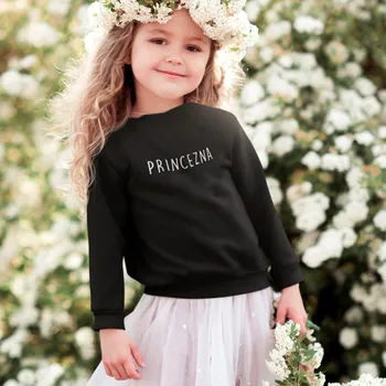 Dívčí mikina Dětská MIKINA (classic) PRINCEZNA Velikost: 3/4 roky, Potisk: Bílý, Barva MIKINY: černá