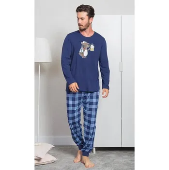 Pánské pyžamo pánské pyžamo VIENETTA SECRET Méďa s pivem XL