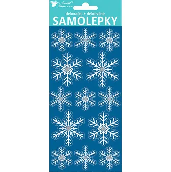 Okenní dekorace Anděl Přerov Samolepky vločky bílé s hologramovou konturou 20 x 10 cm