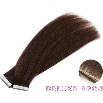Deluxe neviditelné vlasové PU pásky tape in na prodlužování vlasů 50cm 02 - tmavě hnědá