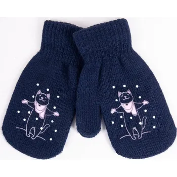 Rukavice Rukavice palčáky YO RED116G tm. modré s kočičkou velikost rukavic: 10 cm
