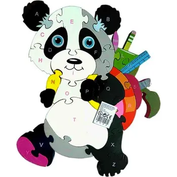Puzzle Dřevěné puzzle Panda abeceda (skládačka pro děti 30cm)