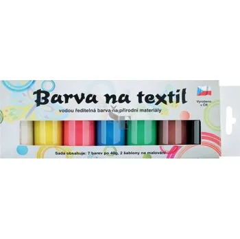 Speciální výtvarná barva Barva na textil 7ks na tmavý a barevný textil 7x20 g + šablony 6108