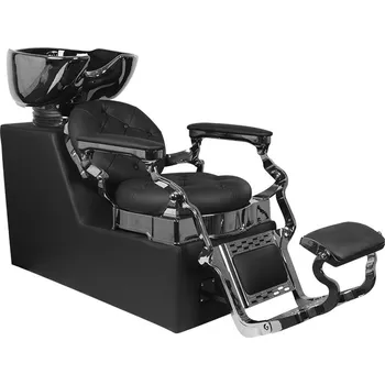 Kadeřnické křeslo GABBIANO BARBER WASH CLAUDIUS STŘÍBRNÁ ČERNÁ