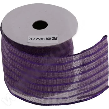 Stuha Stuha dárková s drátem 6 cm/2 m - fialové pruhy