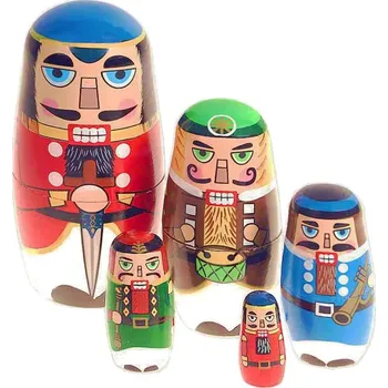 Vánoční dekorace TifanTEX Matrjoška louskáček 5ks 15 cm