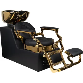 Kadeřnické křeslo GABBIANO BARBER WASH CLAUDIUS ZLATÁ ČERNÁ