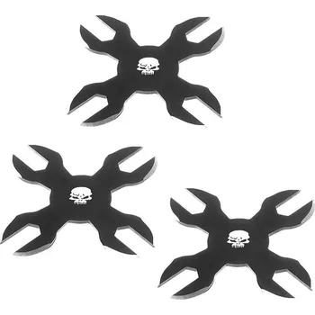 Vrhací hvězdice Vrhací hvězdice shuriken 3ks Lebka (vrhací hvězdice na prodej s pouzdrem na opasek pro začátečníky)