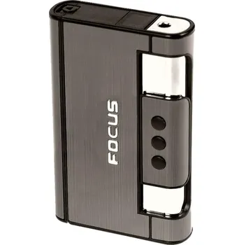 Tabatěrka se zapalovačem Focus kouřová (Tryskové zapalovače do větru FOCUS)