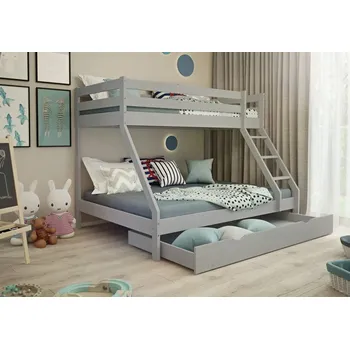 Dětská postel Šedá patrová postel Mike + matrace + rošty zdarma