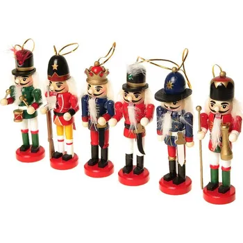 Vánoční dekorace Louskáček dřevěný vojáček 6 ks kazeta (Krušnohorský Louskáček Dekorace na vánoční stromek 6ks v balení)
