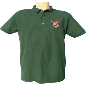 Pánské tričko TifanTEX Polokošile lovecká s jelenem výšivka S