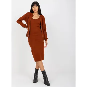 Dámské šaty MAY BY SHINING STAR Komplet šatů a rozpínacího svetru tmavě hnědý EU velikost: Univerzální