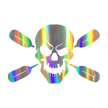 Samolepicí dekorace na vozidlo Lebka 053 pravá s pádly (93 - Holografická) SAMOLEPKA NA AUTO, NÁLEPKA, FÓLIE, POLEP, TUNING, VLASTNÍ TEXT, TISK, AUTOSAMOLEPKY.cz, POLEPY, OBRÁZEK, LOGO, 3D STICKERS