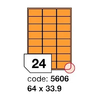 Samolepící etiketa Samolepící etikety Rayfilm Office 64x33,9 mm 100 archů, fluo oranžová, R0133.5606