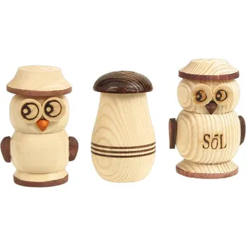 Kořenka Dřevěné kořenky 3ks (Dřevěné solničky a pepřenky do kuchyně, 3ks v balení)