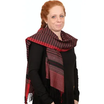 Šála Šála vlněná Cambu kombinace starorůžová a černá