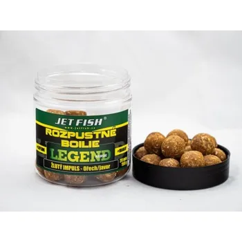 Boilies Jetfish Jet Fish Rozpustné Boilie Legend Range - Žlutý Impuls - Ořech/Javor - 24 mm/250ml