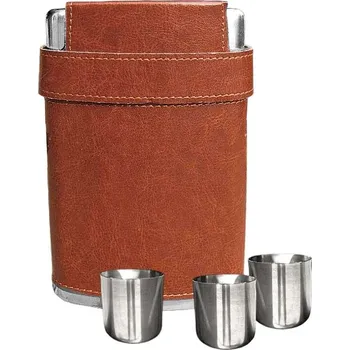 Placatka Placatka Exclusive 0,25 l s pohárky (Elegantní nerezová placatka se třemi pohárky)