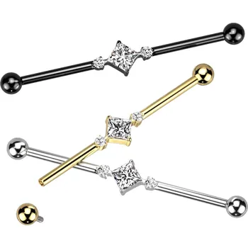 Piercing Atreya Titanový industrial s vnitřním závitem a čirými zirkony Claire Barva: Čirá