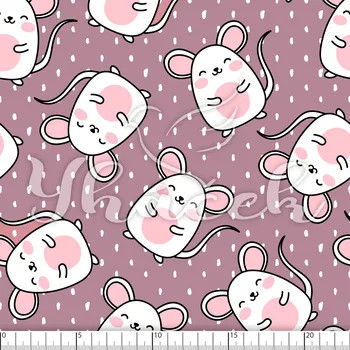 Zakázkový tisk, softshell, kočárkovina... Myšky na starofialové Látky k tisku: Microfirba