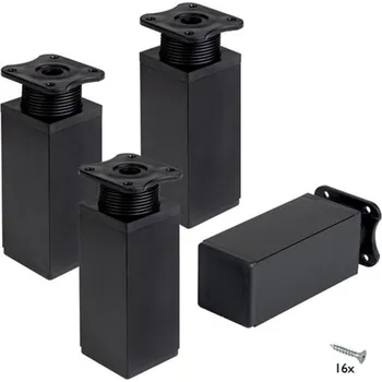 Koupelnový nábytek Walteco Noha nábytková 40x40x100mm, 50 kg, aluminium optik, černá, 4 ks