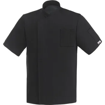 Gastro oděv Kuchařský rondon EGOchef PIZZAIOLO BLACK - 100% síťovina - krátký rukáv XL E-2076002DXL