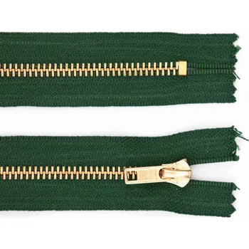 Zip Pro Háčkování Kovový zip nedělitelný 14 cm, Ø 6 mm lahvově zelená