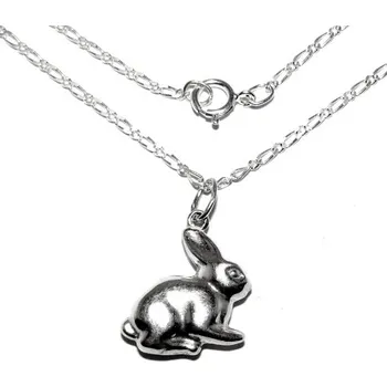 Přívěsek Stříbrný přívěsek králík 3D na řetízku - P765/figaro 1:1 (Sada přívěsek figurka králík na řetízku )