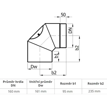 Kouřovod Koleno čistící 90° (160 mm)