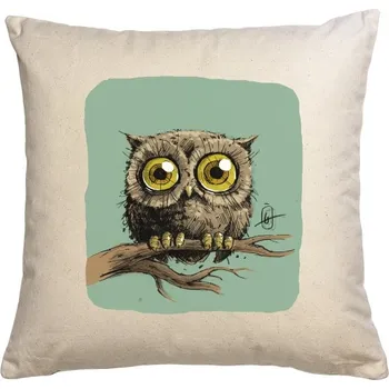 Dekorativní polštářek Polštář bavlněný s potiskem Sovička (Polštářky)