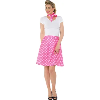 Karnevalový kostým SmiffysRetro sukně s šátkem - růžová s putíky - Polka Dot Velikost: S - M