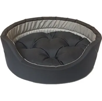 Pelíšek pro psa Pelech ovál s pol. Basic Duo 66x60x18cm tm. šedá+sv. šedá