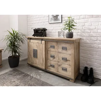 Komoda IRON Příborník Mango 140x45x85 bělený, lakovaný