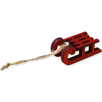 Vánoční dekorace Sáňky závěs dřevo 4ks/5cm červená (792478)