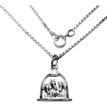 Přívěsek Stříbrný přívěsek koně ve třmenu na řetízku - P12/brill (Sada přívěsek koně na řetízku)