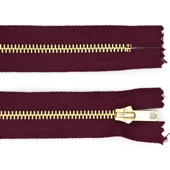 Zip Pro Háčkování Kovový zip nedělitelný 8 cm, Ø 6 mm vínová