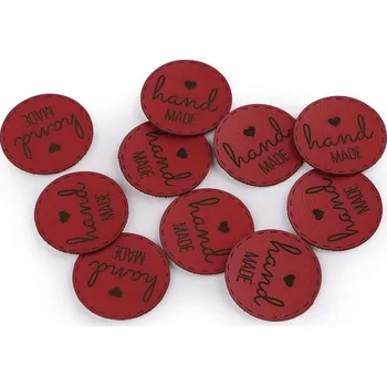 Dárková visačka Pro Háčkování Hand Made cedulka z eko kůže červená