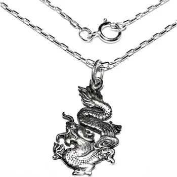 Přívěsek Stříbrný přívěsek čínský drak na řetízku - P774/figaro 1:1 (Sada přívěsek čínský drak na řetízku )